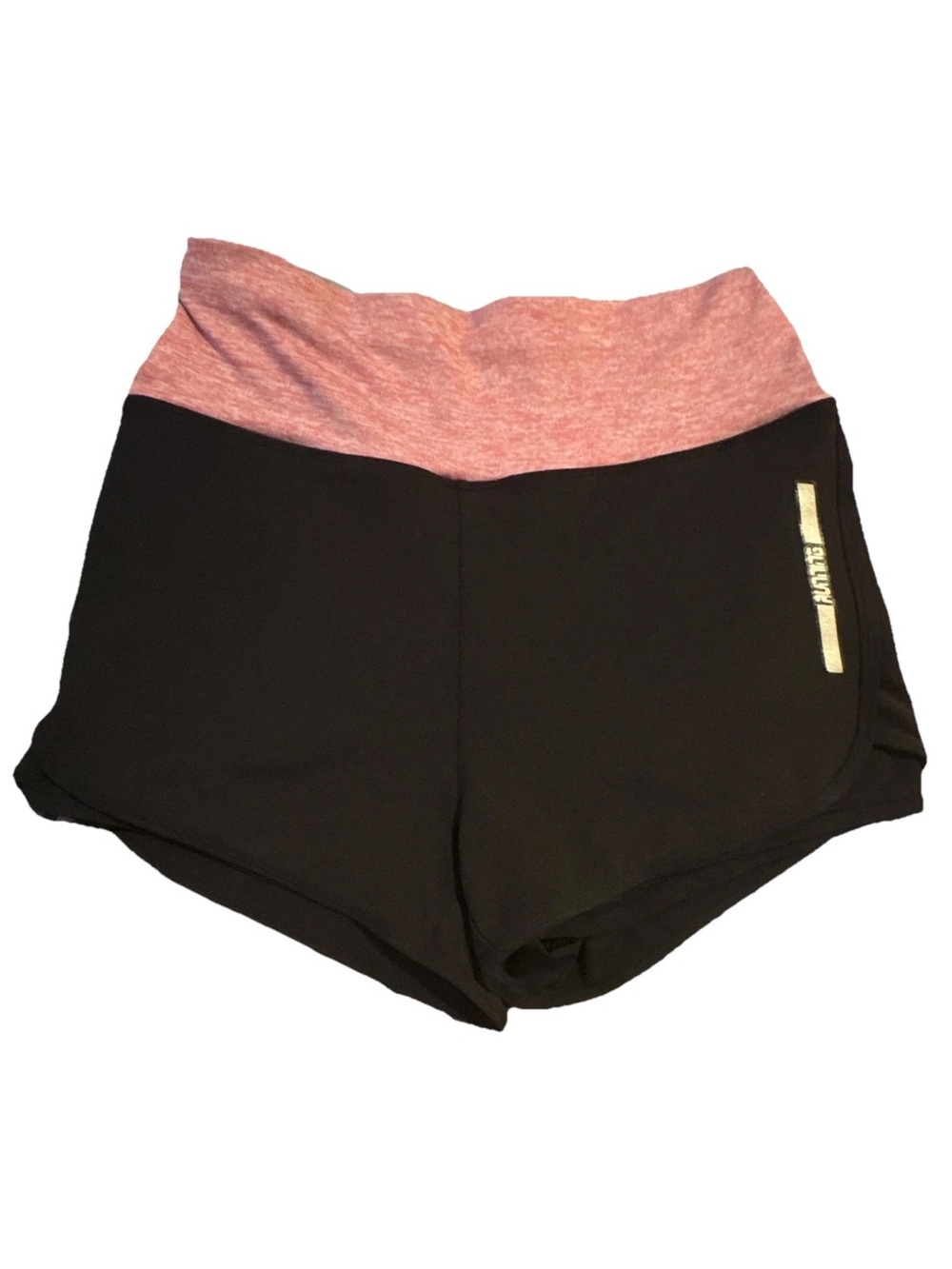 Black Athletic Shorts with Pink Waistband